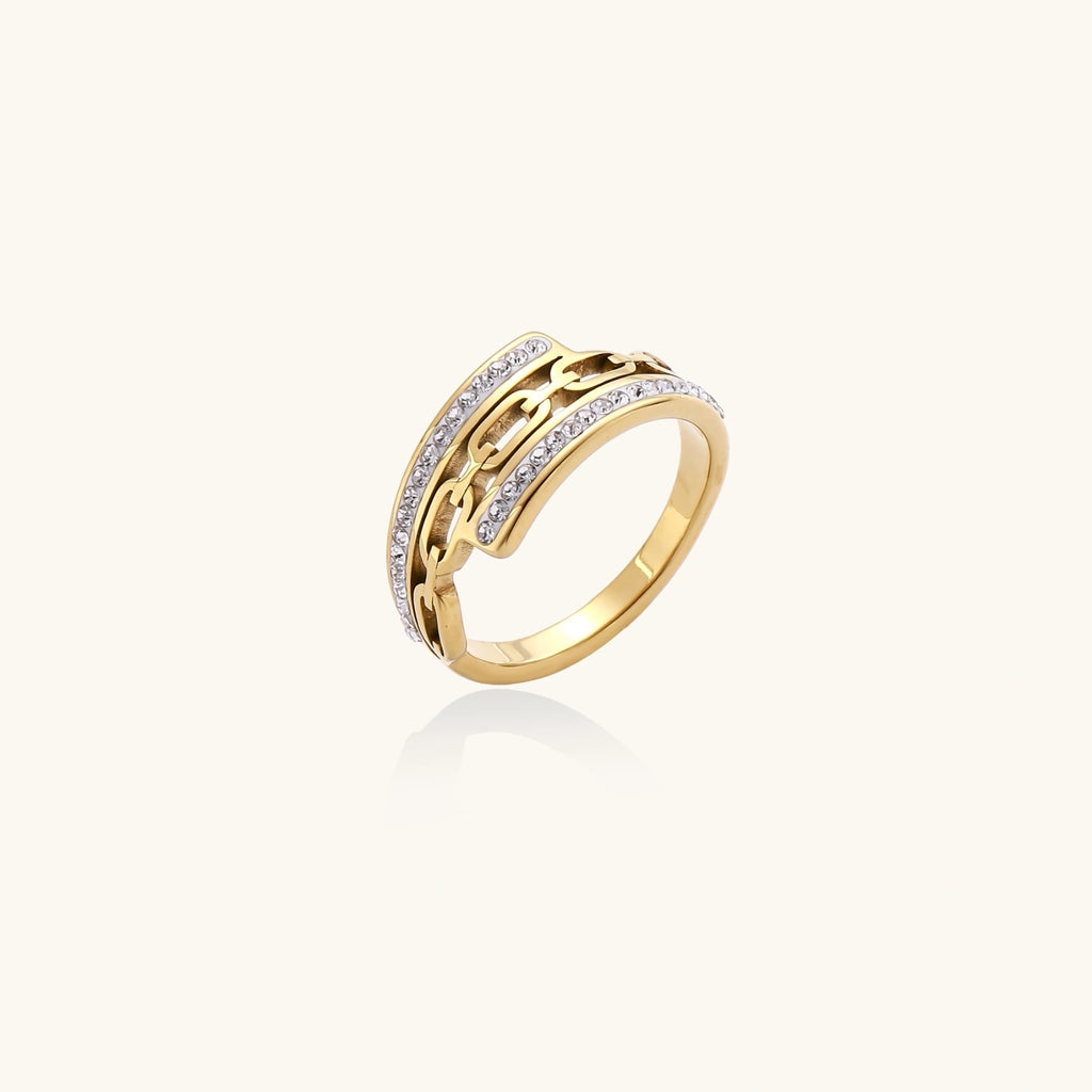 Chain Link Crystal Ring